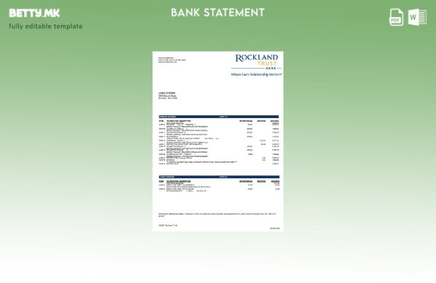 модерен стил на САД Масачусетс Рокланд Труст шаблон за извод од банка